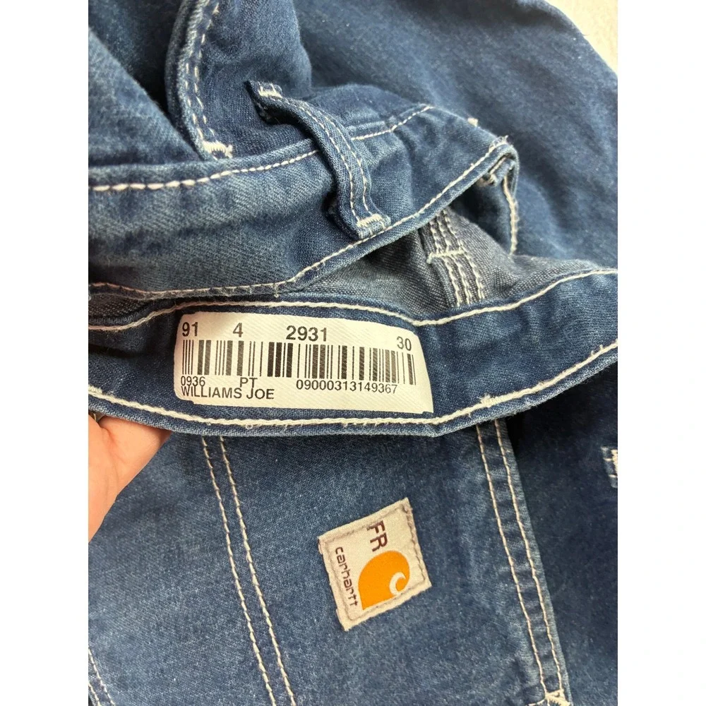 Carhartt FR Jeans Mens 34x30 Work Pants Blue Flame Resistant CAT 2 NFPA - Picture 3 of 13